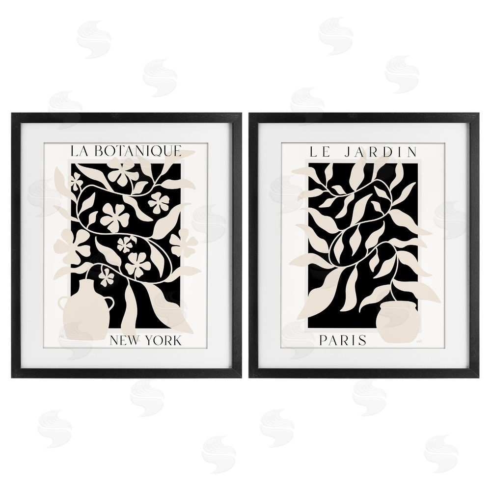Natalie Carpentieri New York & Paris Botanicals Black Framed Print Under Glass Wall Art