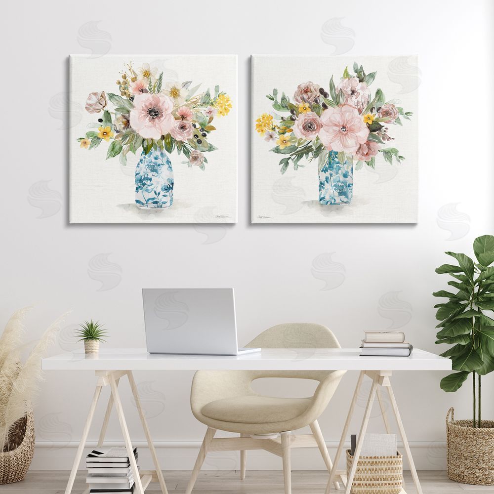 Carol Robinson Summer Chinoiserie Flowers Stretched Canvas Wall Art in Room