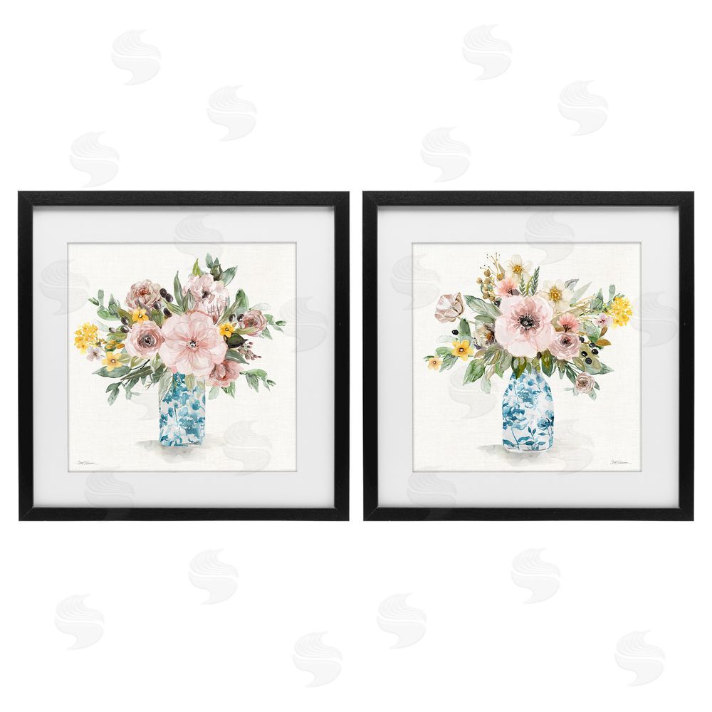 Carol Robinson Summer Chinoiserie Flowers Black Framed Print Under Glass Wall Art