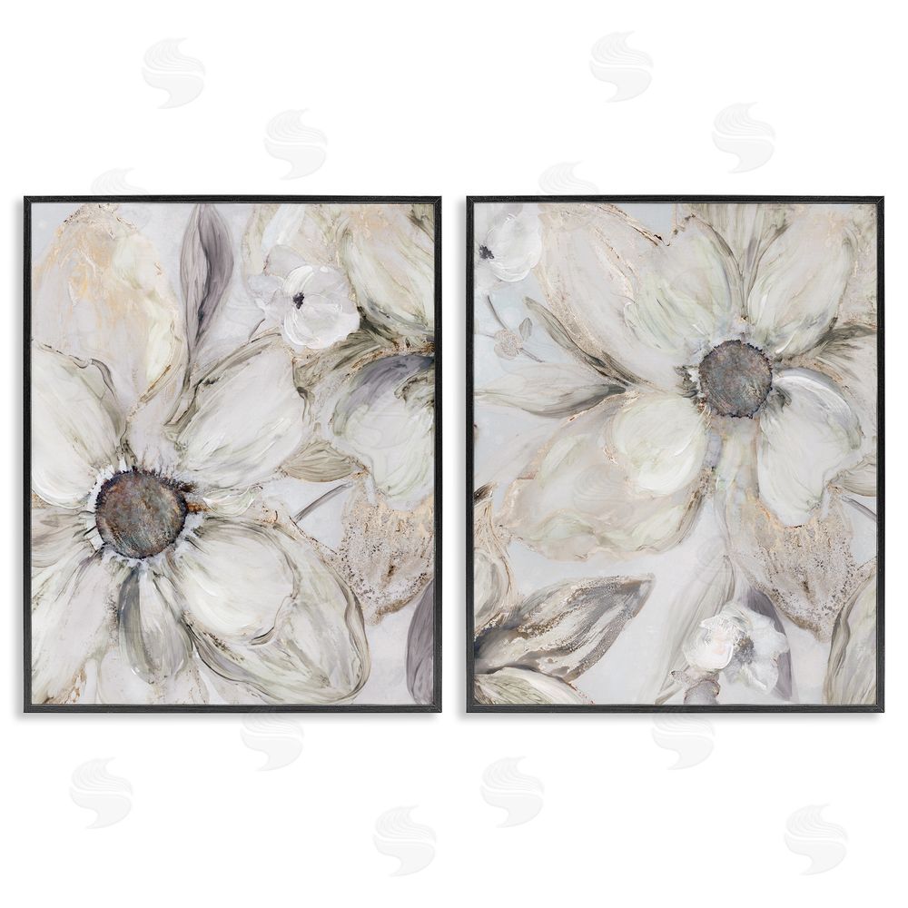 Carol Robinson Sandstone Tinted Blooms Black Framed Giclee Wall Art Print