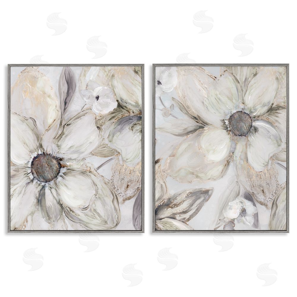 Carol Robinson Sandstone Tinted Blooms Gray Framed Giclee Wall Art Print