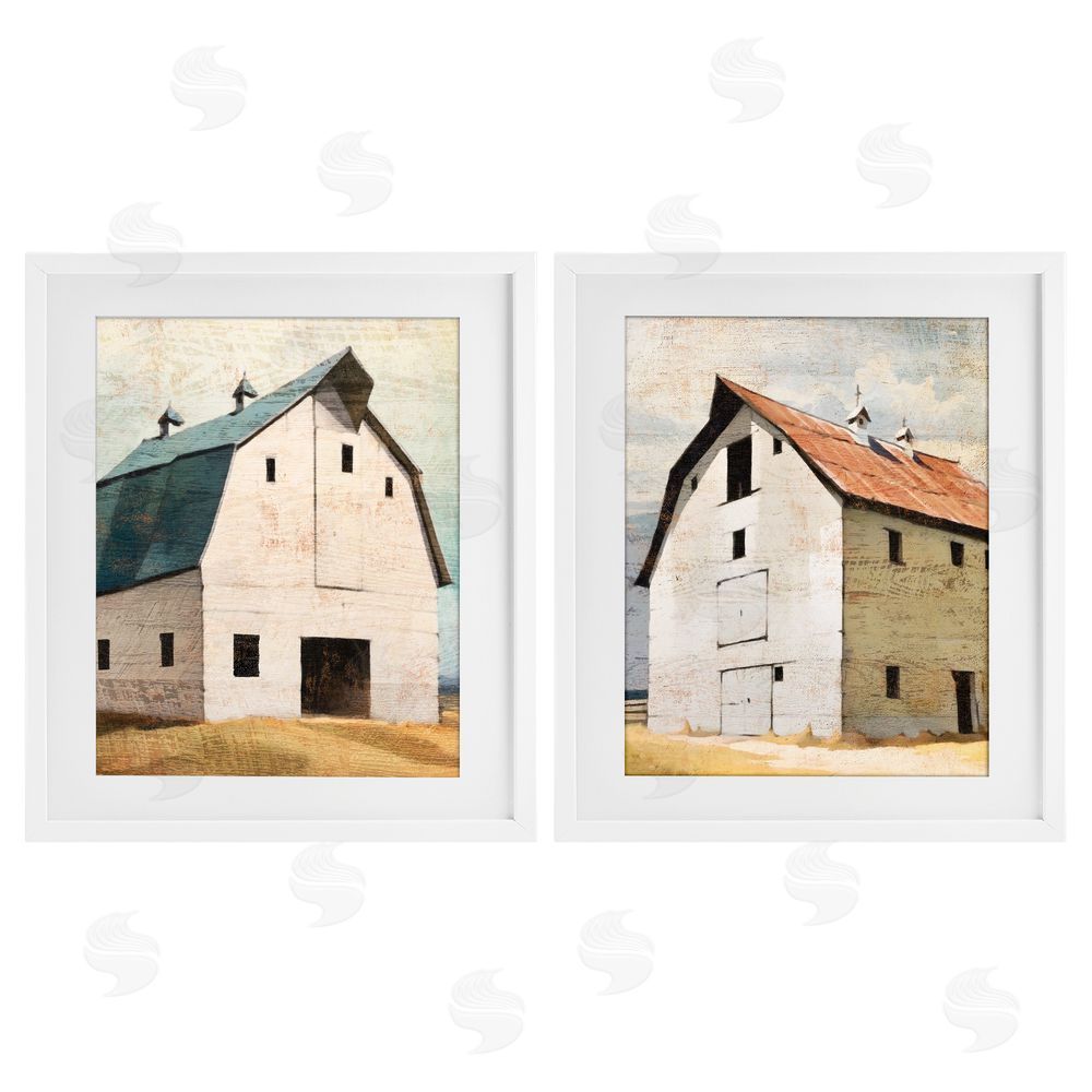 Susan Jill Rustic Big Barns White Framed Print Under Glass Wall Art