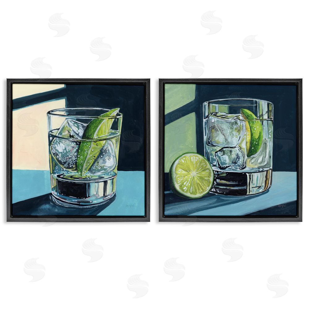 Kate Jarvik Birch Strong Gin Tonic Cocktail Black Floating Frame Canvas Wall Art Print