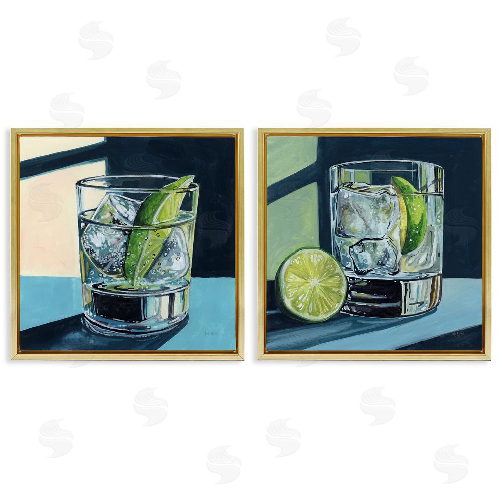 Kate Jarvik Birch Strong Gin Tonic Cocktail Gold Floating Frame Canvas Wall Art Print