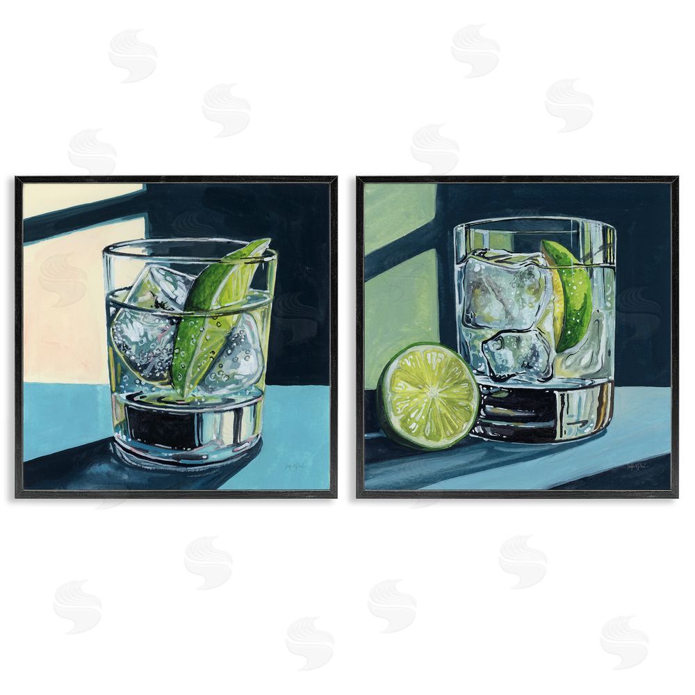 Kate Jarvik Birch Strong Gin Tonic Cocktail Black Framed Giclee Wall Art Print