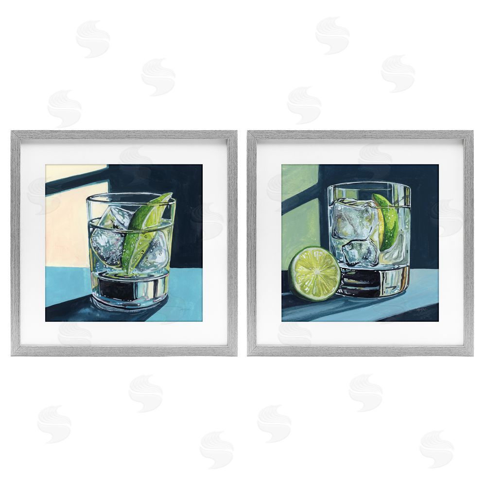 Kate Jarvik Birch Strong Gin Tonic Cocktail Gray Framed Print Under Glass Wall Art