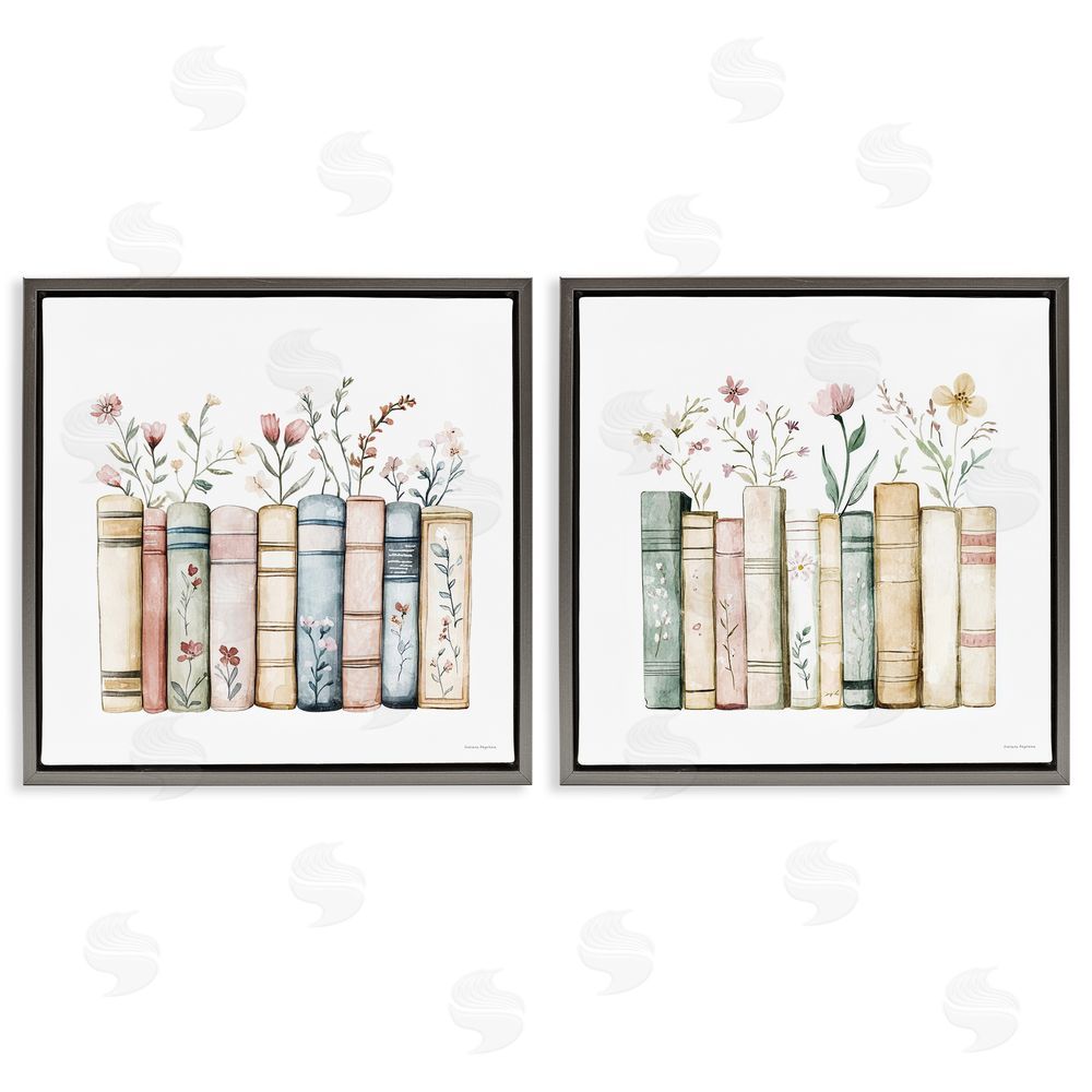 Svetlana Aleynikova Floral Stories & Blossoms Gray Floating Frame Canvas Wall Art Print