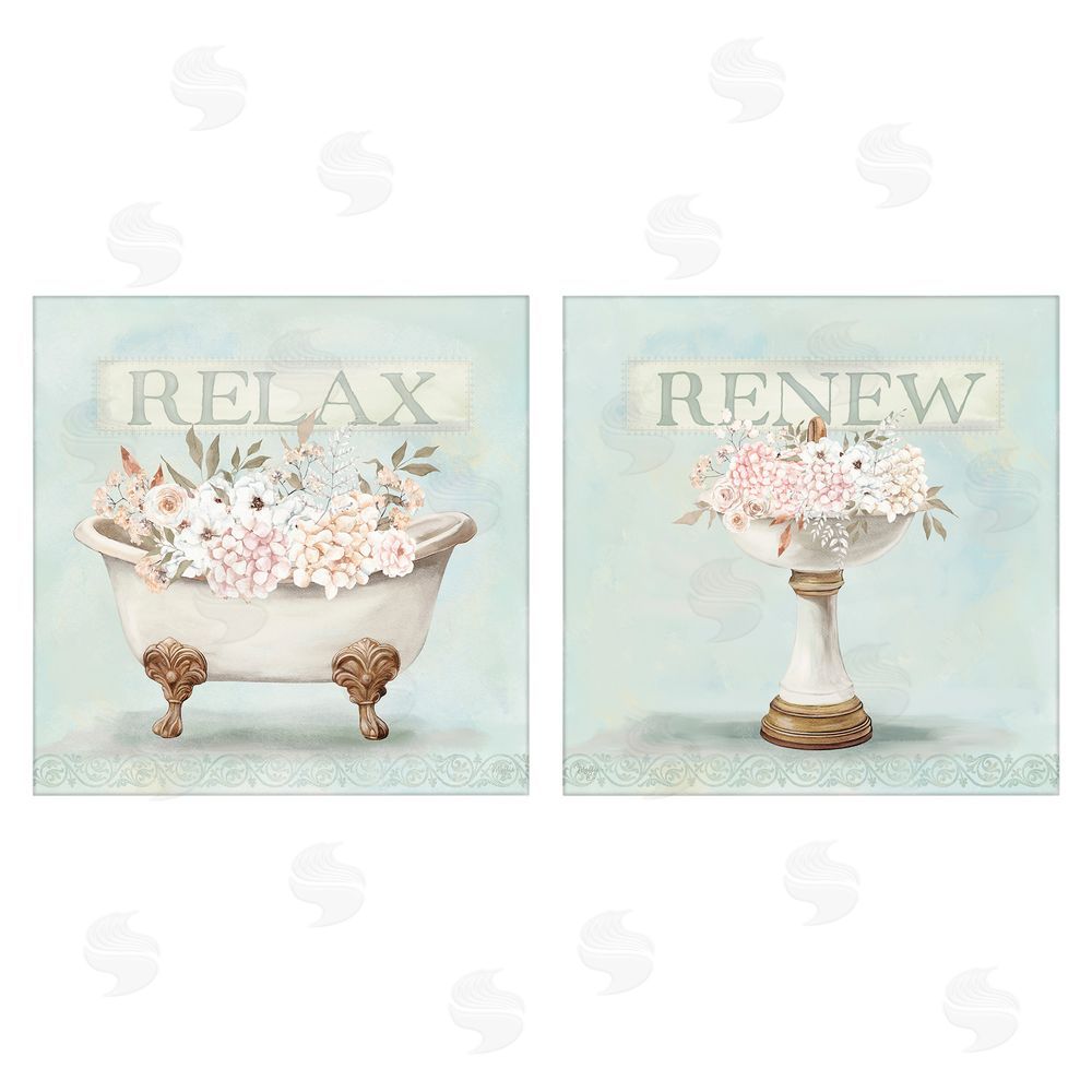 Mollie B. Antique Florals Relax Renew Stretched Canvas Wall Art