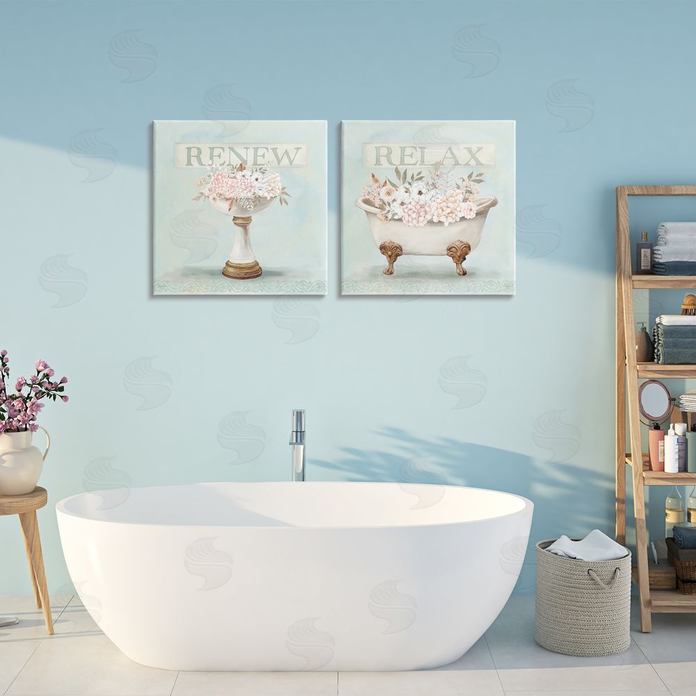 Mollie B. Antique Florals Relax Renew Stretched Canvas Wall Art in Room
