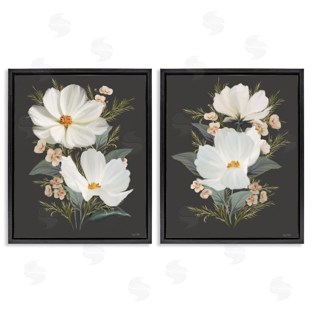 House Fenway Vintage Lace Cosmos Black Floating Frame Canvas Wall Art Print