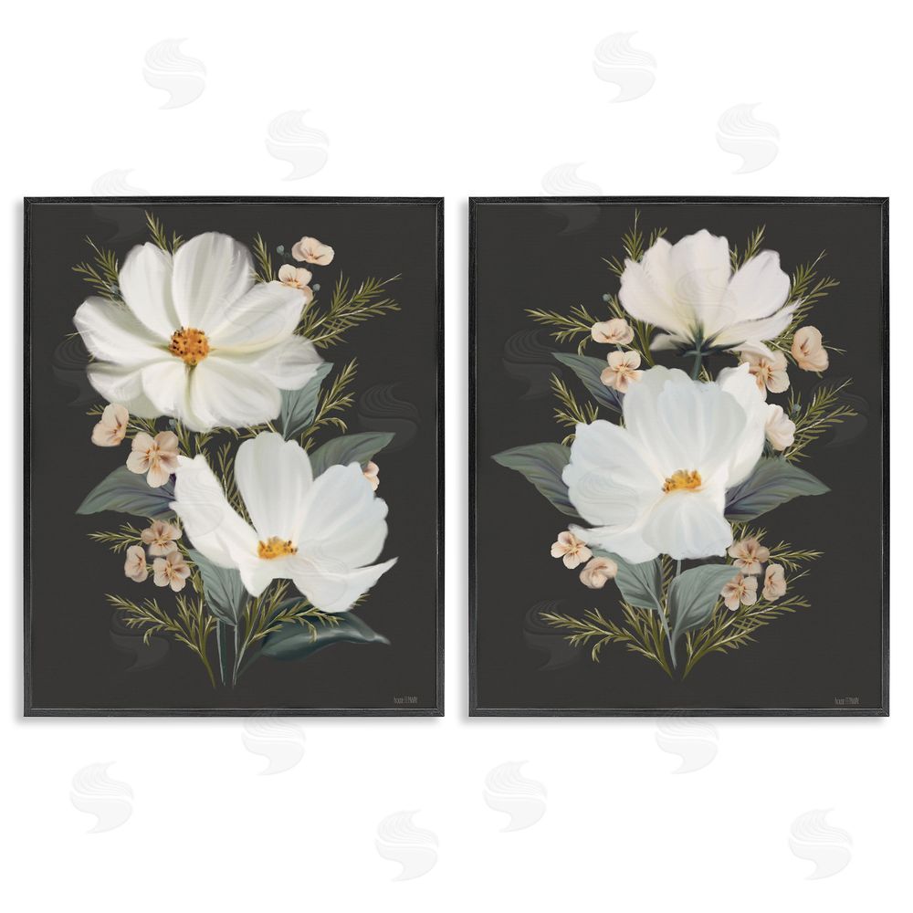 House Fenway Vintage Lace Cosmos Black Framed Giclee Wall Art Print