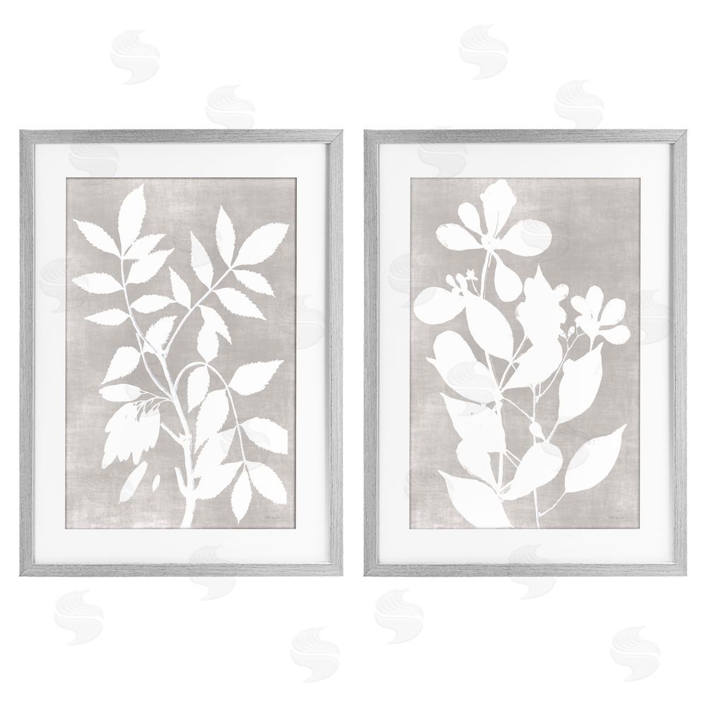 Stellar Design Studio Grey Foliage Impression Gray Framed Print Under Glass Wall Art