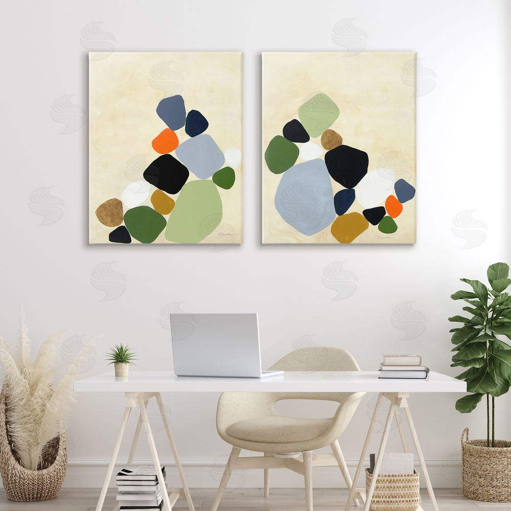 Ruth Fromstein Curved Clusters of Pebbles Stretched Canvas Wall Art Print in Room