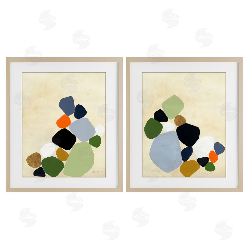 Ruth Fromstein Curved Clusters of Pebbles Birch Framed Print Under Glass Wall Art