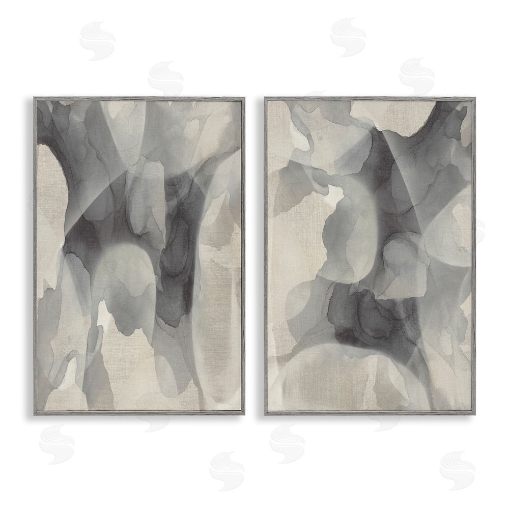 Kippi Leonard Mottled Fluid Monochrome Gray Framed Giclee Wall Art Print