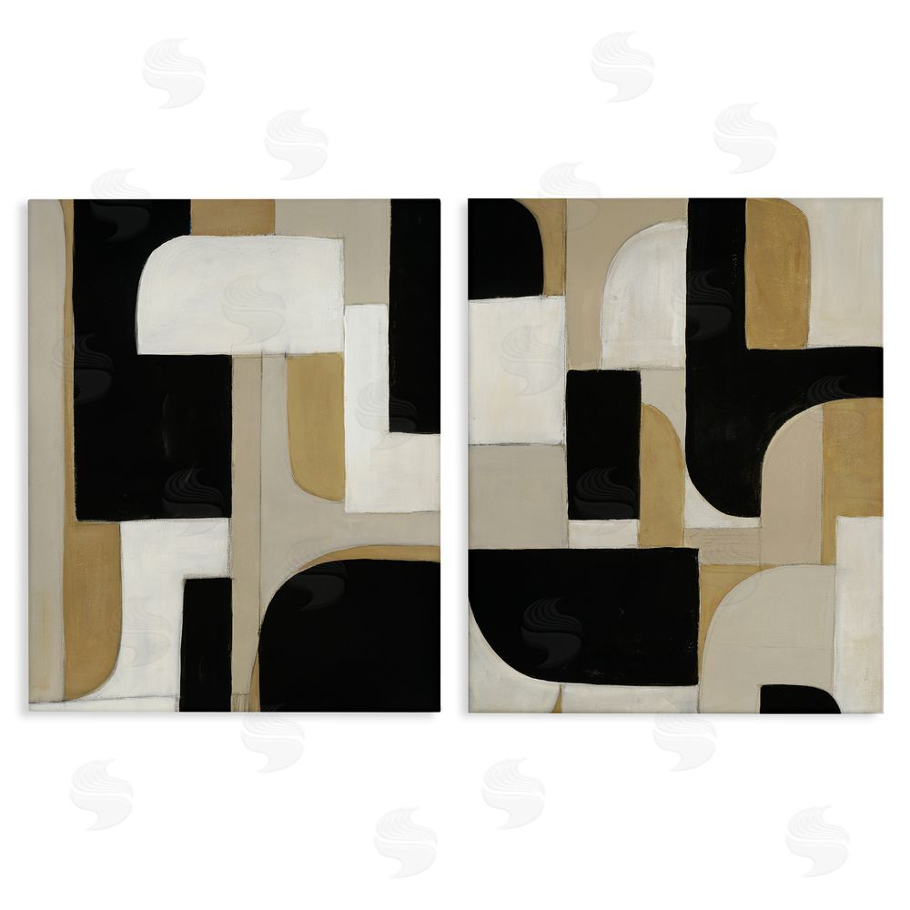 Kippi Leonard Neutrals & Black Geometrics Stretched Canvas Wall Art Print