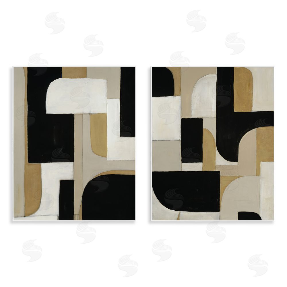Kippi Leonard Neutrals & Black Geometrics Wall Plaque Art Print