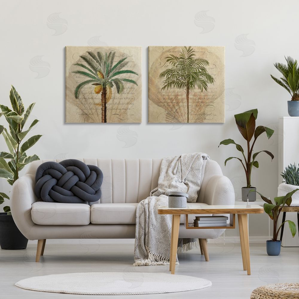 Steve Hunziker Subdued Tropical Palms Stretched Canvas Wall Art Print in Room