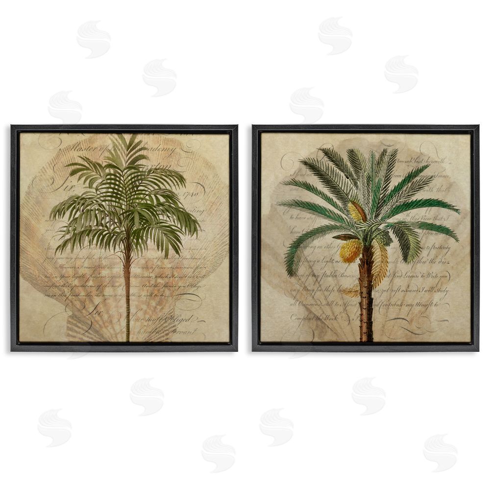Steve Hunziker Subdued Tropical Palms Black Floating Frame Canvas Wall Art Print