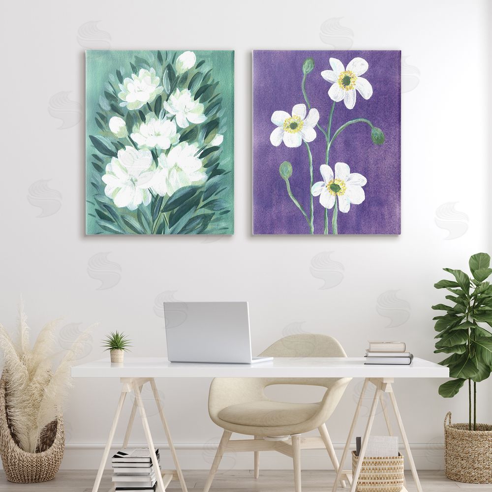 Camila Juncos Painterly Jasmine & Poppies Canvas Art on Wall