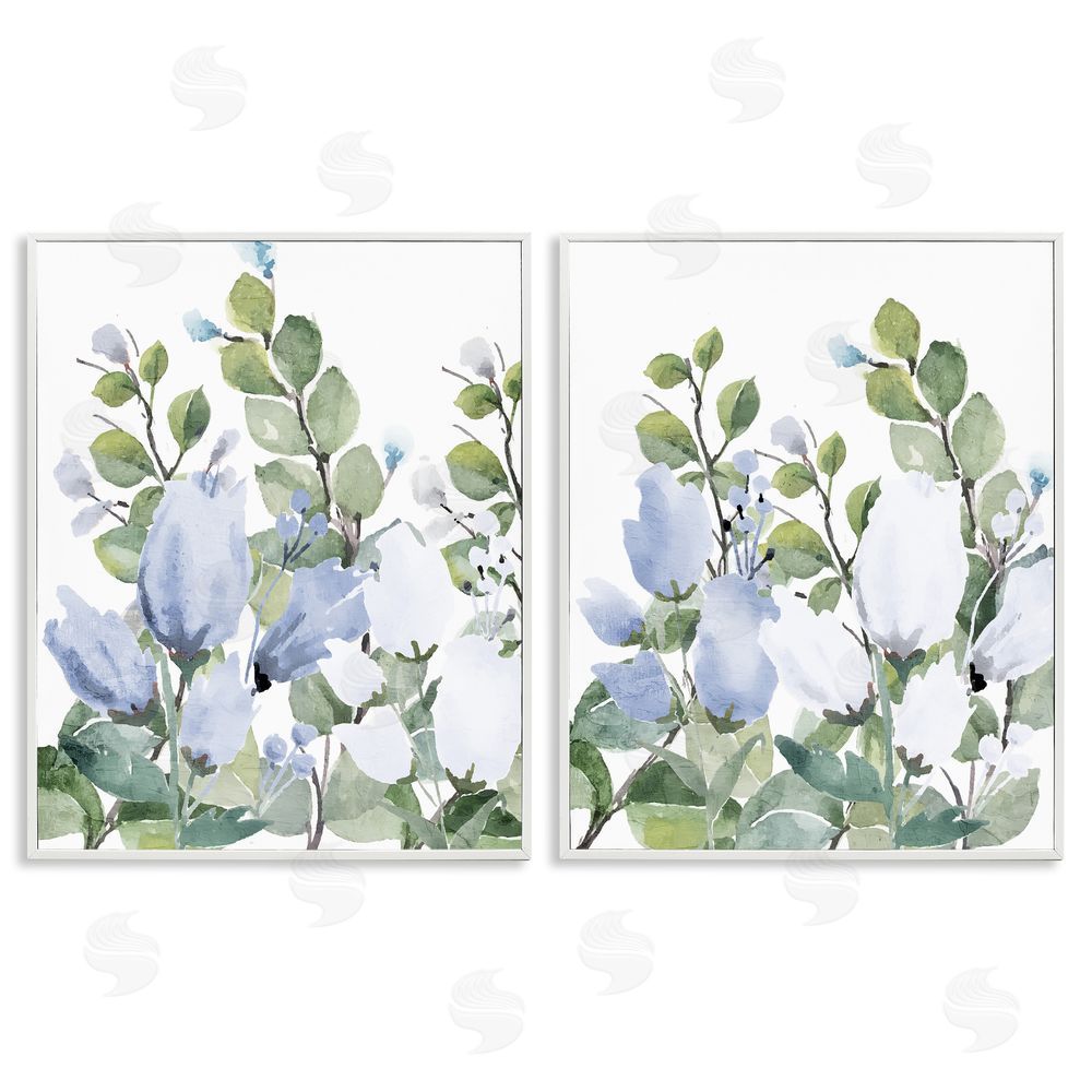 Kim Allen Blue Spring Watercolors White Framed Giclee Wall Art Print