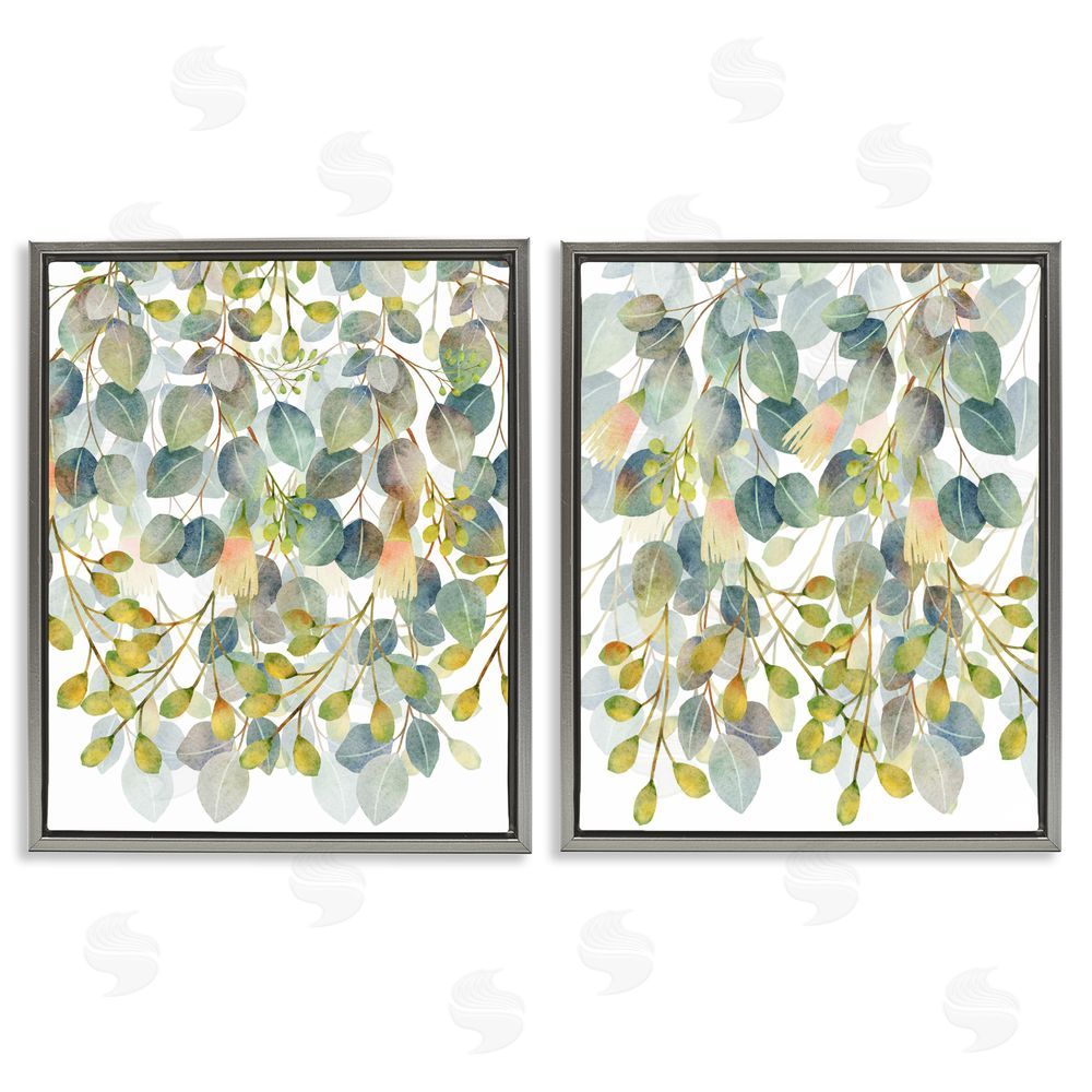 Marcus Prime Layered Ivy Hanging Botanicals Gray Floating Frame Canvas Wall Art