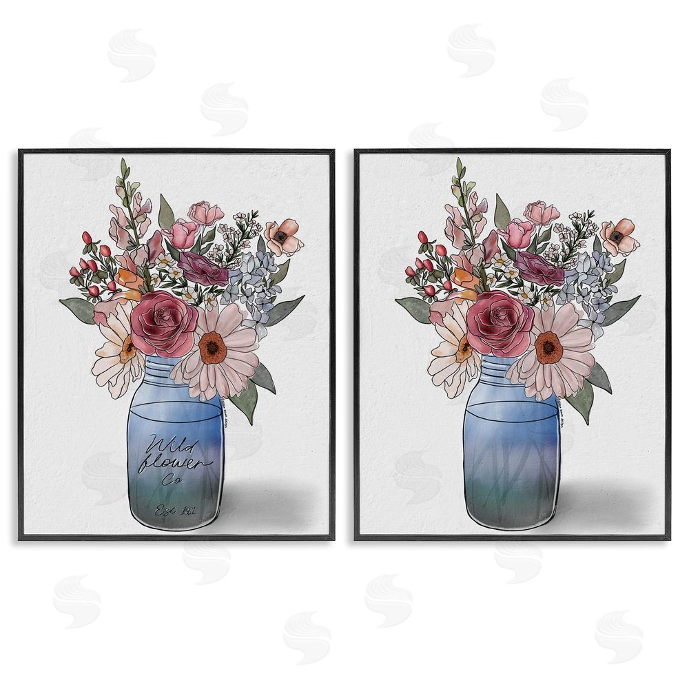 Alisha Kiara Design Farmer's Market Vases Blacked Framed Giclee Wall Art Print