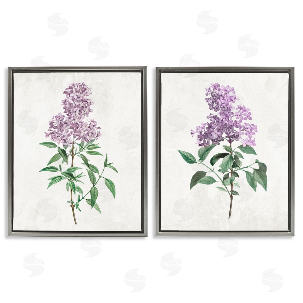 Kim Allen Herbaceous Lilac Blooms Gray Floating Frame Canvas Wall Art