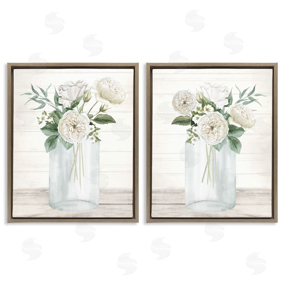 Kim Allen Soft Patience Flowers Brown Floating Frame Canvas Wall Art Print