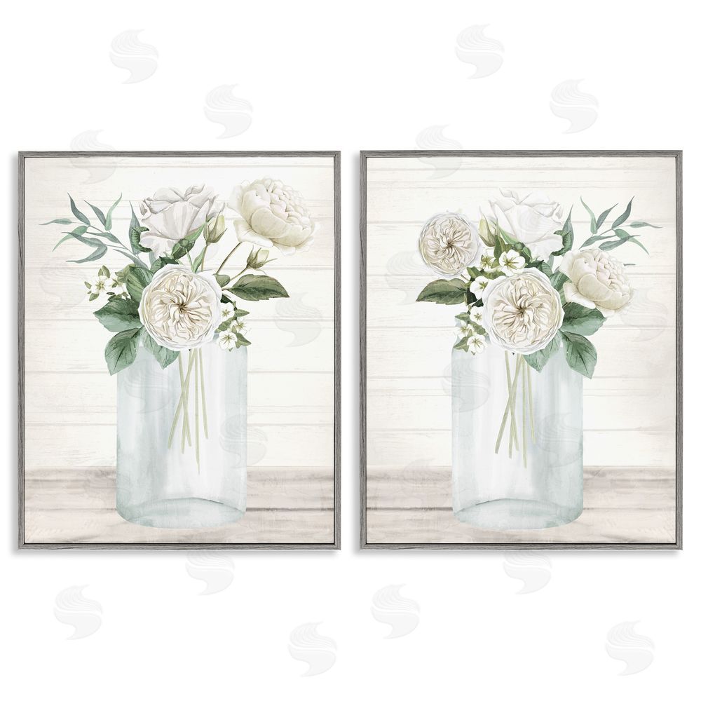 Kim Allen Soft Patience Flowers Gray Framed Giclee Wall Art Print