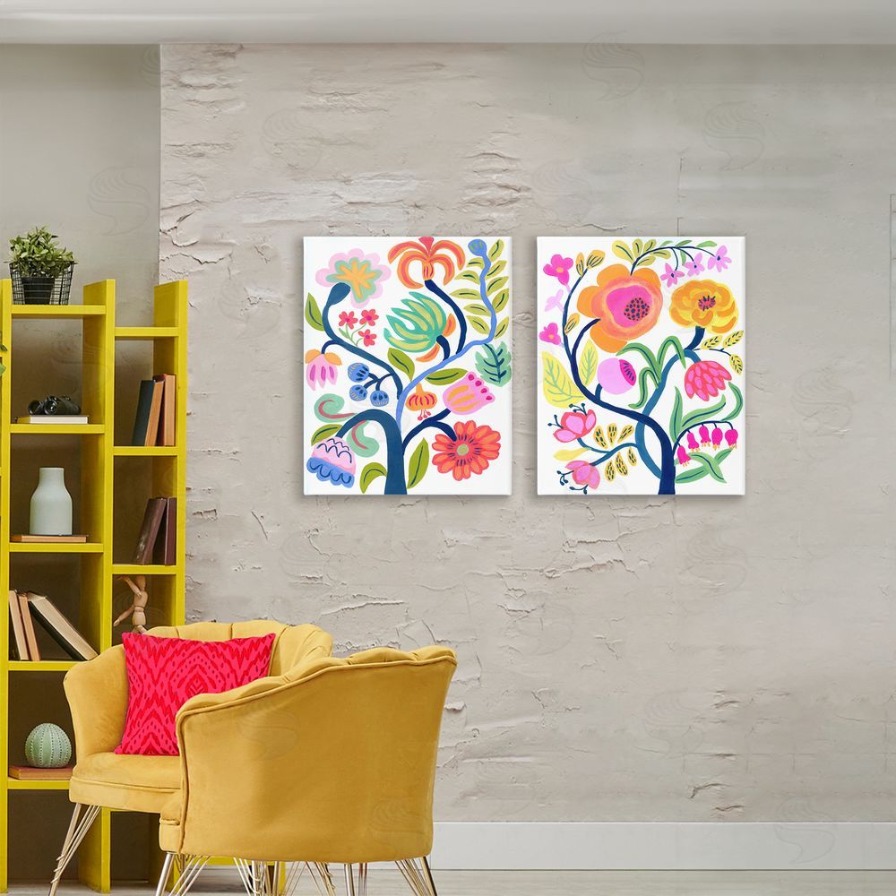 Suzanne Allard Colorful Boho Blue Tree Stretched Canvas Wall Art in Room