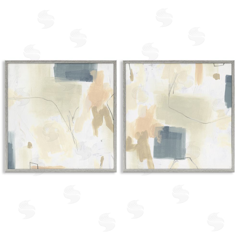 June Erica Vess Muted Plaster Line Gray Framed Giclee Wall Art Print