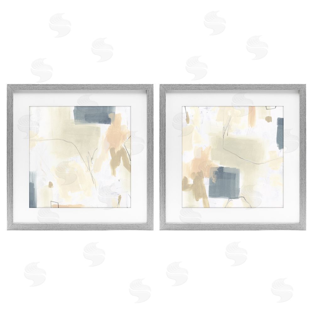 June Erica Vess Muted Plaster Line Gray Framed Print Under Glass Wall Art