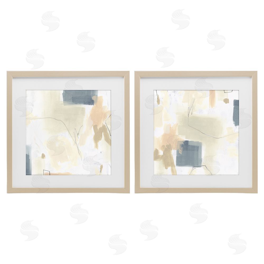 June Erica Vess Muted Plaster Line Brown Framed Print Under Glass Wall Art