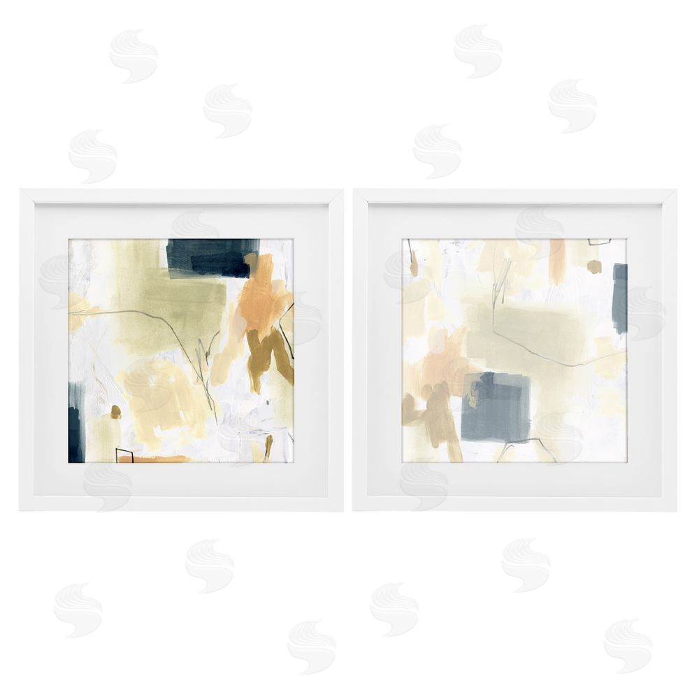 June Erica Vess Muted Plaster Line White Framed Print Under Glass Wall Art