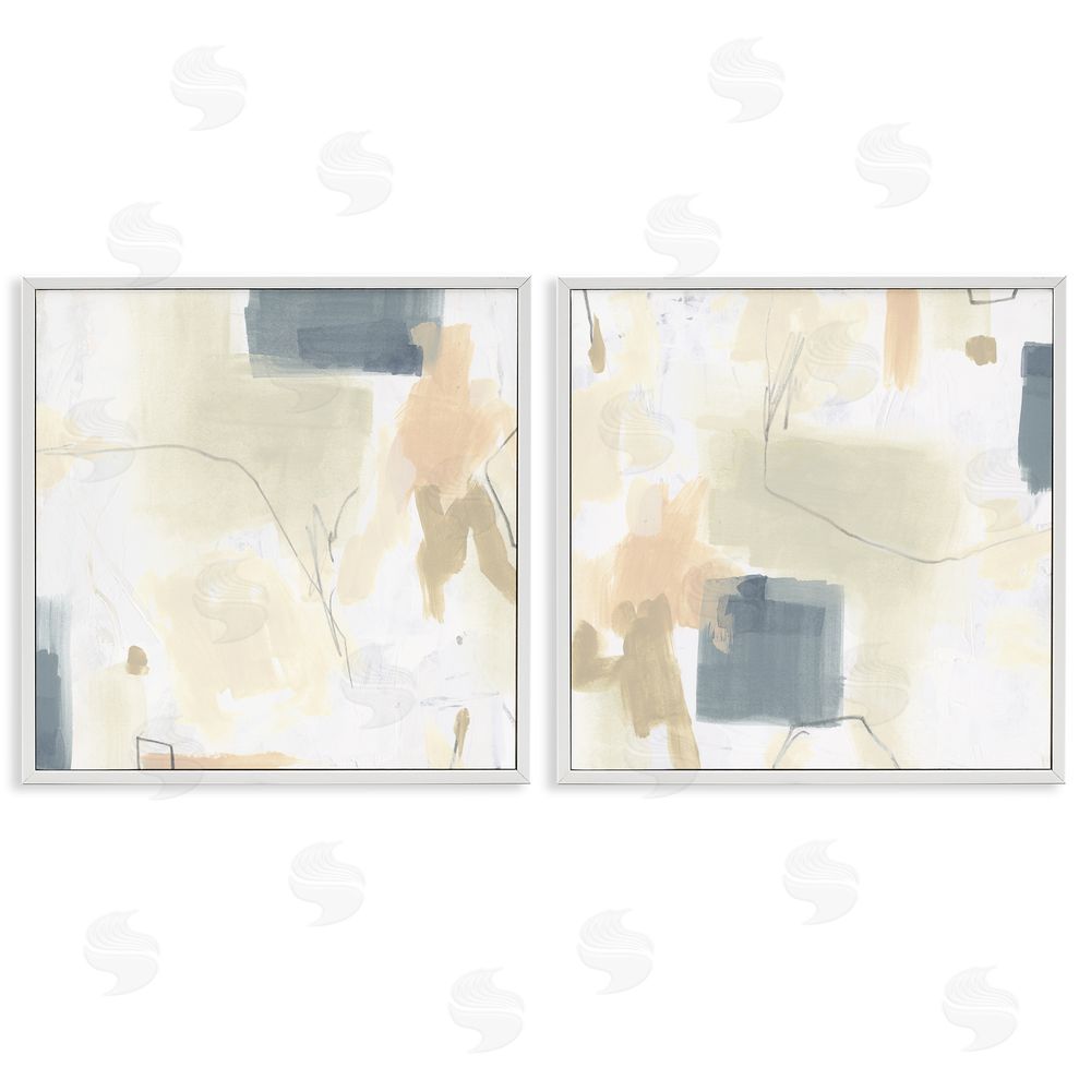 June Erica Vess Muted Plaster Line White Framed Giclee Wall Art Print
