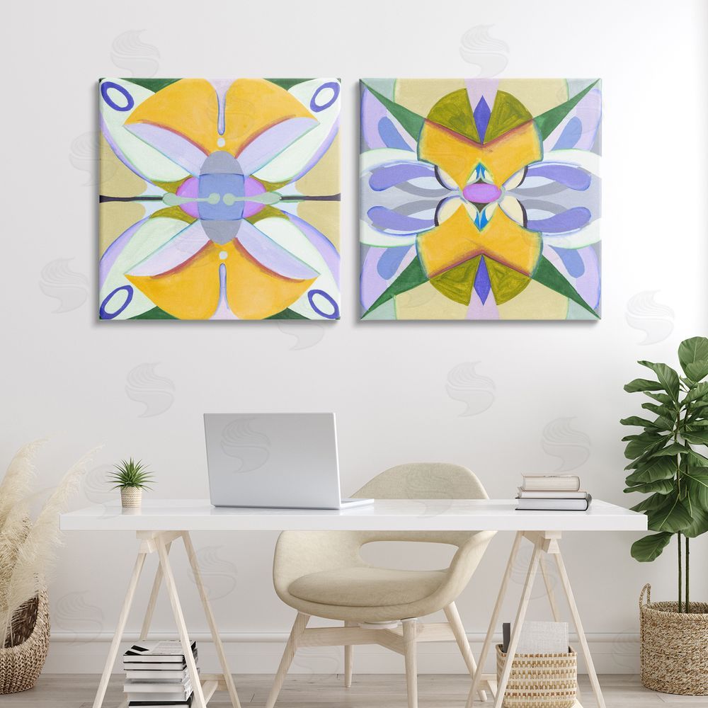Melissa Wang Kaleidoscopic Revival Hues Stretched Canvas Wall Art in Room