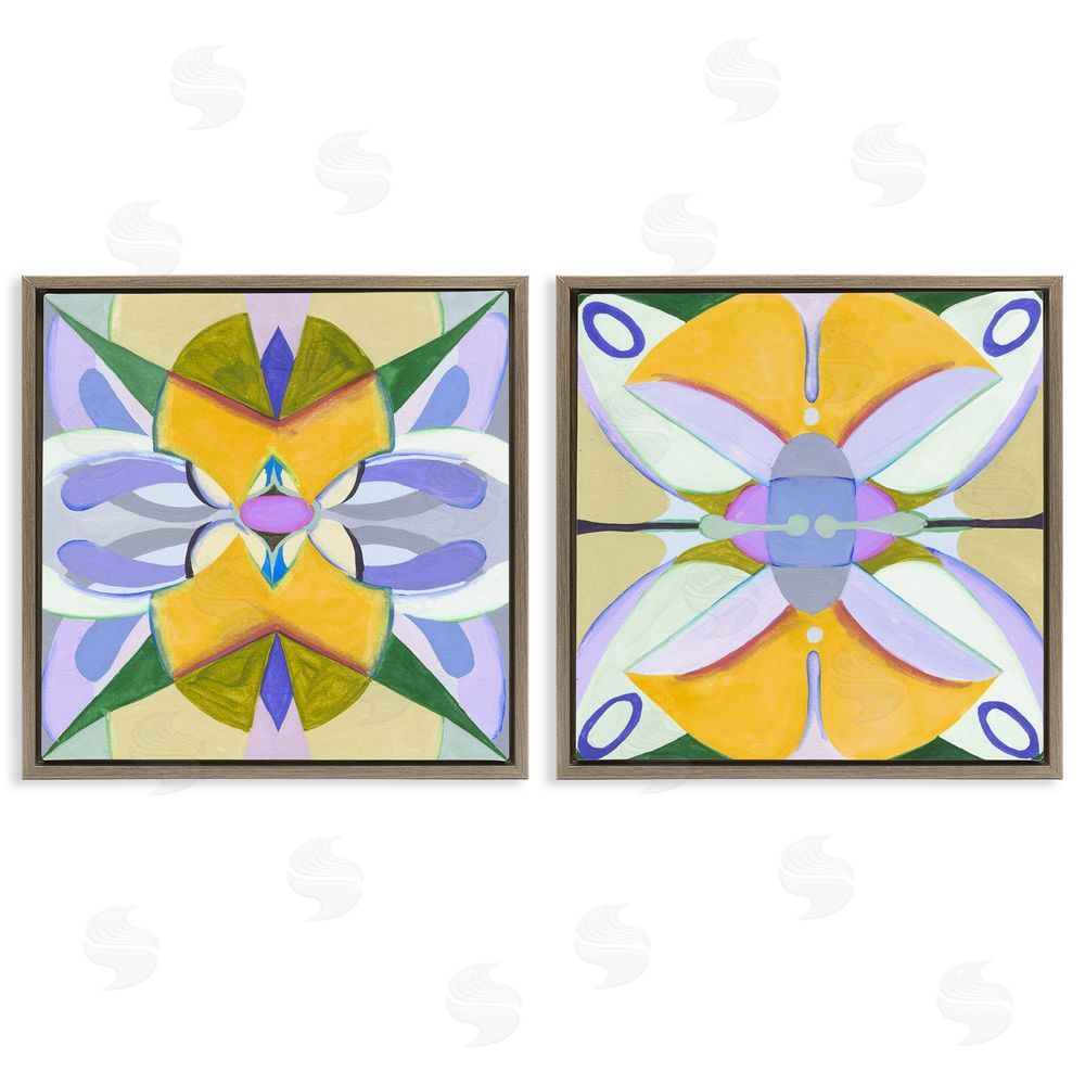 Melissa Wang Kaleidoscopic Revival Hues Brown Floating Frame Canvas Wall Art