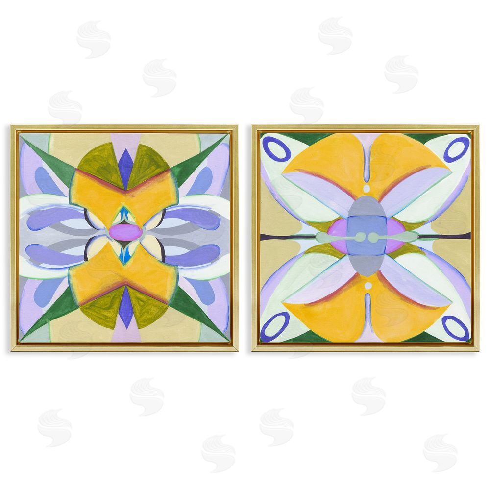 Melissa Wang Kaleidoscopic Revival Hues Gold Floating Frame Canvas Wall Art