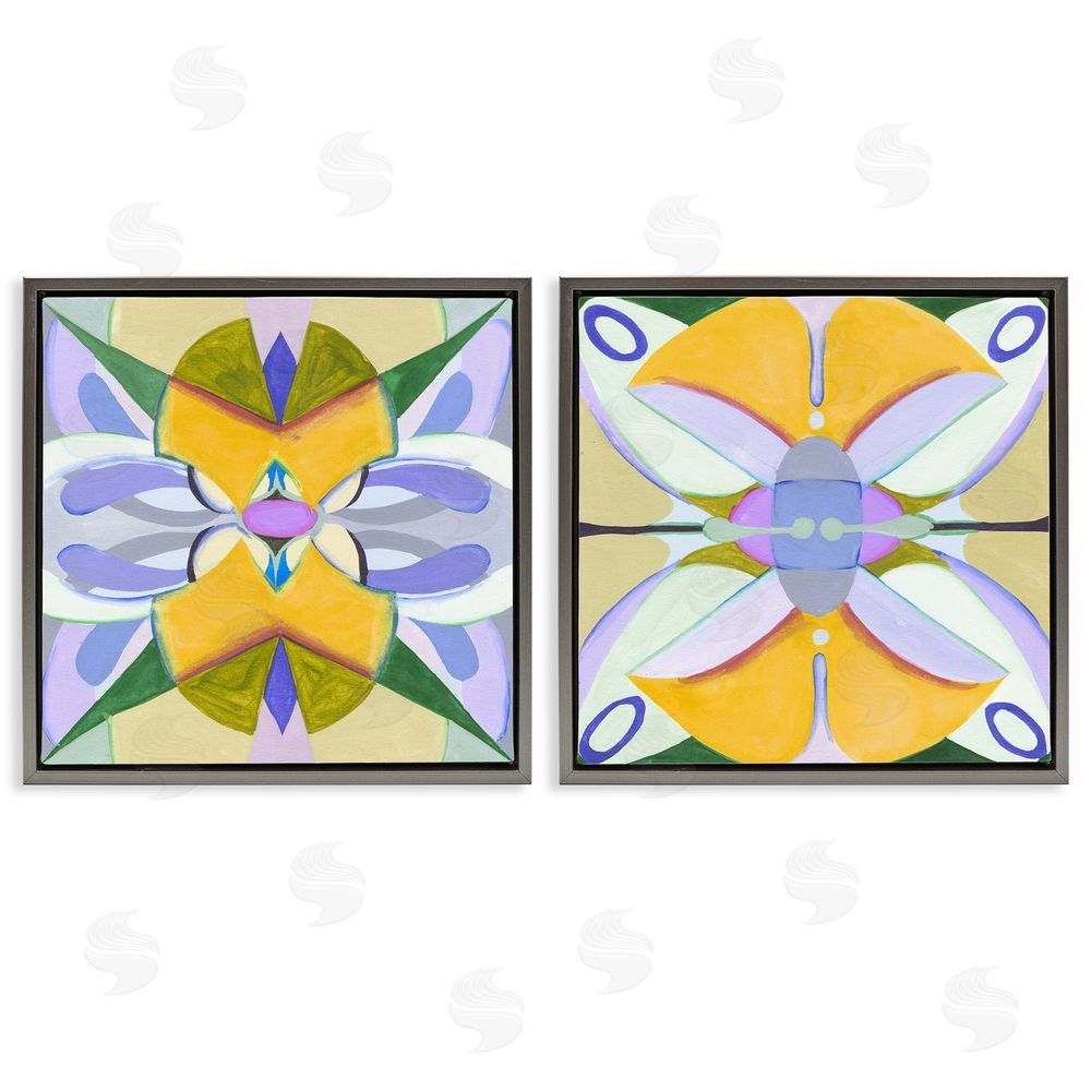 Melissa Wang Kaleidoscopic Revival Hues Gray Floating Frame Canvas Wall Art
