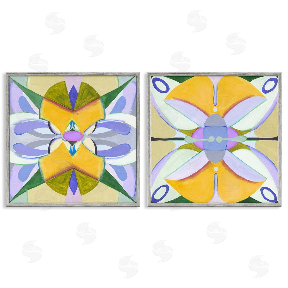 Melissa Wang Kaleidoscopic Revival Hues Gray Framed Giclee Wall Art Print