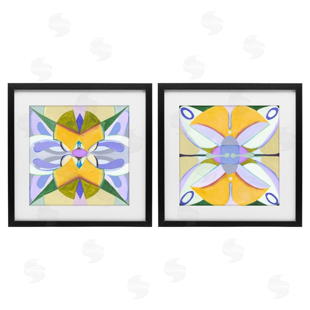 Melissa Wang Kaleidoscopic Revival Hues Black Framed Print Under Glass with Mat Wall Art