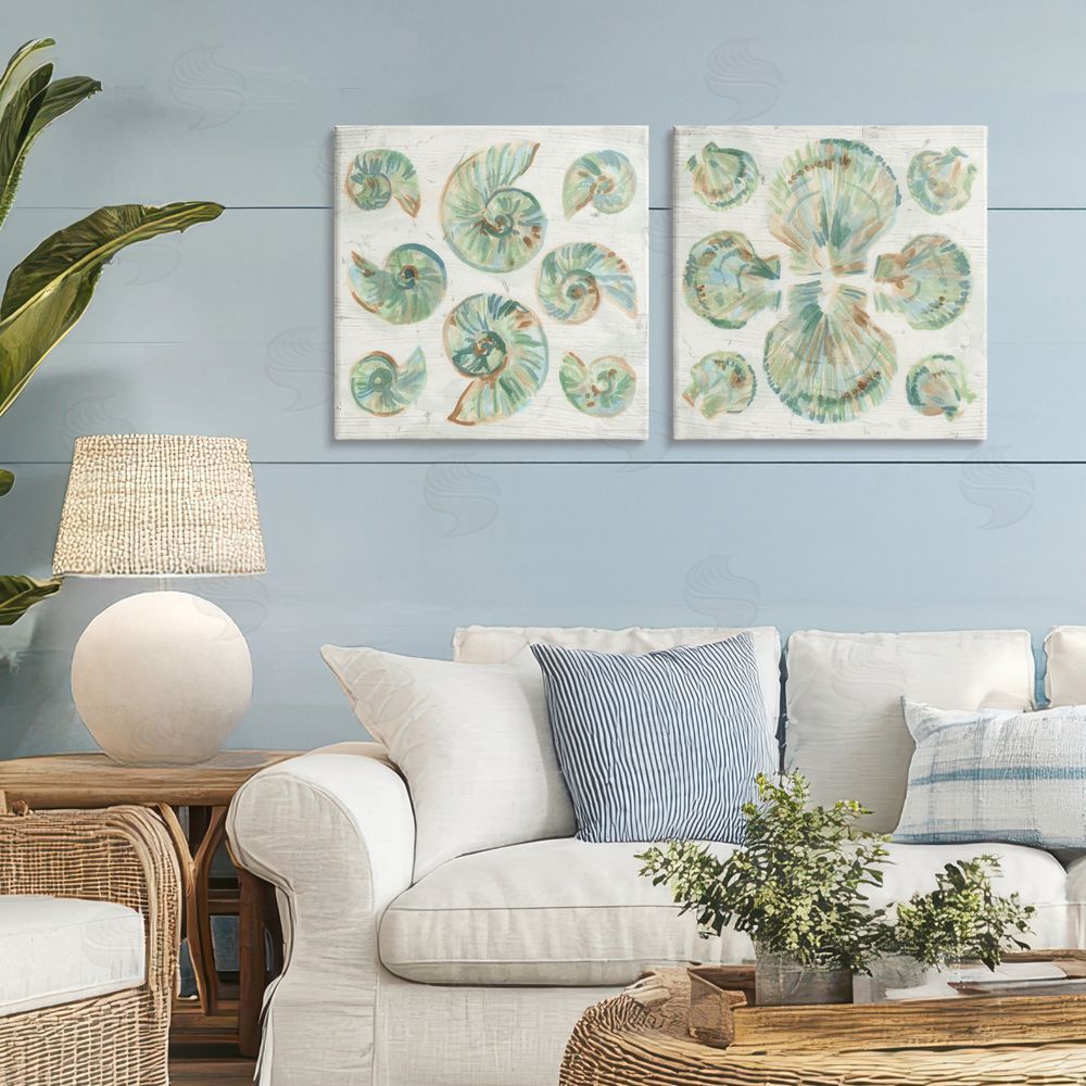 June Erica Vess Saltwashed Seashells Pattern Stretched Canvas Wall Art Print in Room