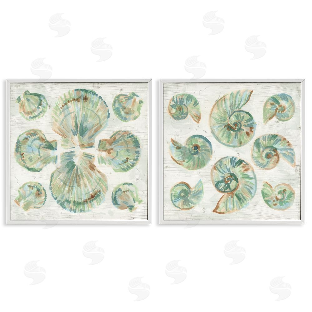 June Erica Vess Saltwashed Seashells Pattern White Framed Giclee Wall Art Print