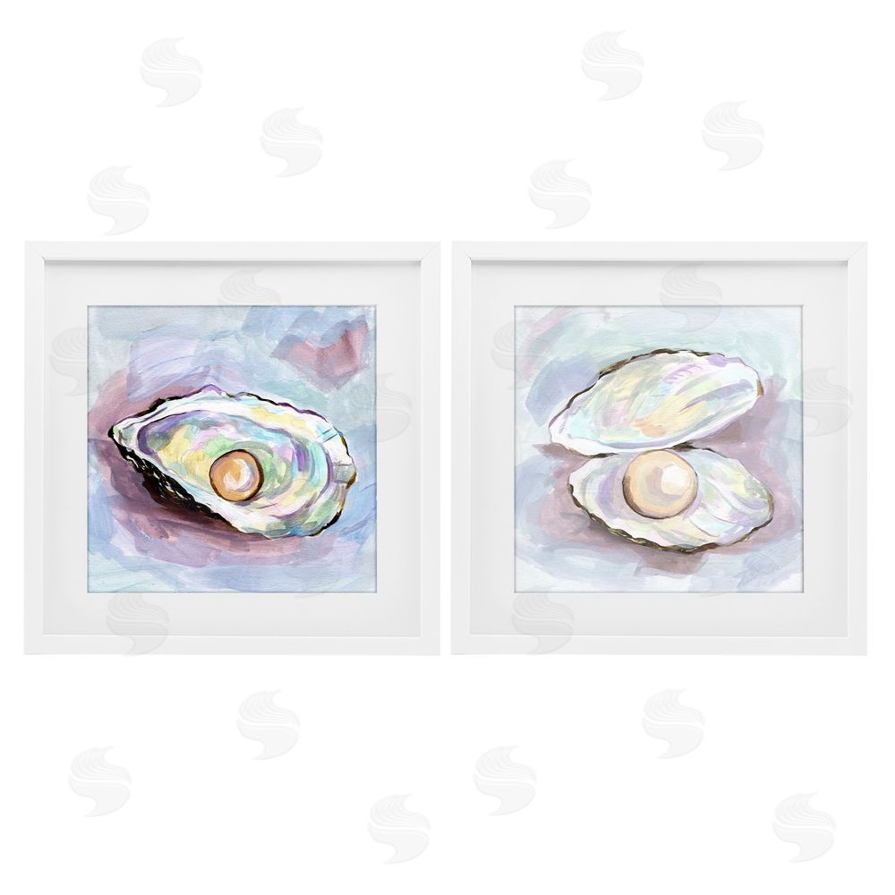 Melissa Wang Aquatic Silent Opals White Framed Print Under Glass Wall Art