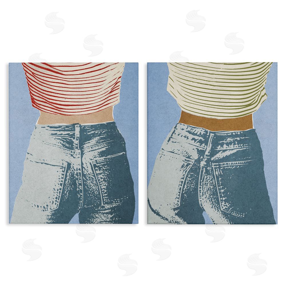 Victoria Barnes Favorite Jeans with Striped Shirt Stretched Canvas Wall Art