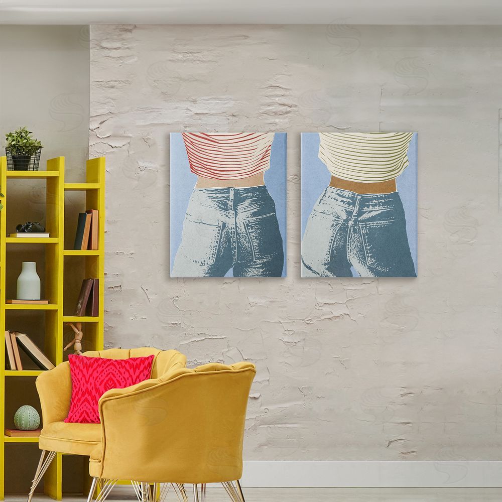 Victoria Barnes Favorite Jeans with Striped Shirt Stretched Canvas Wall Art in Room