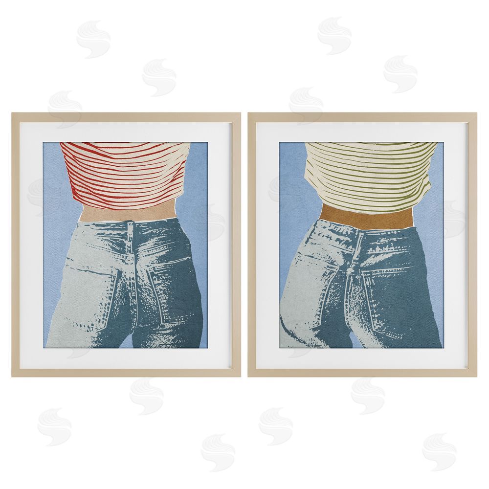 Victoria Barnes Favorite Jeans with Striped Shirt Brown Framed Print Under Glass with Mat Wall Art