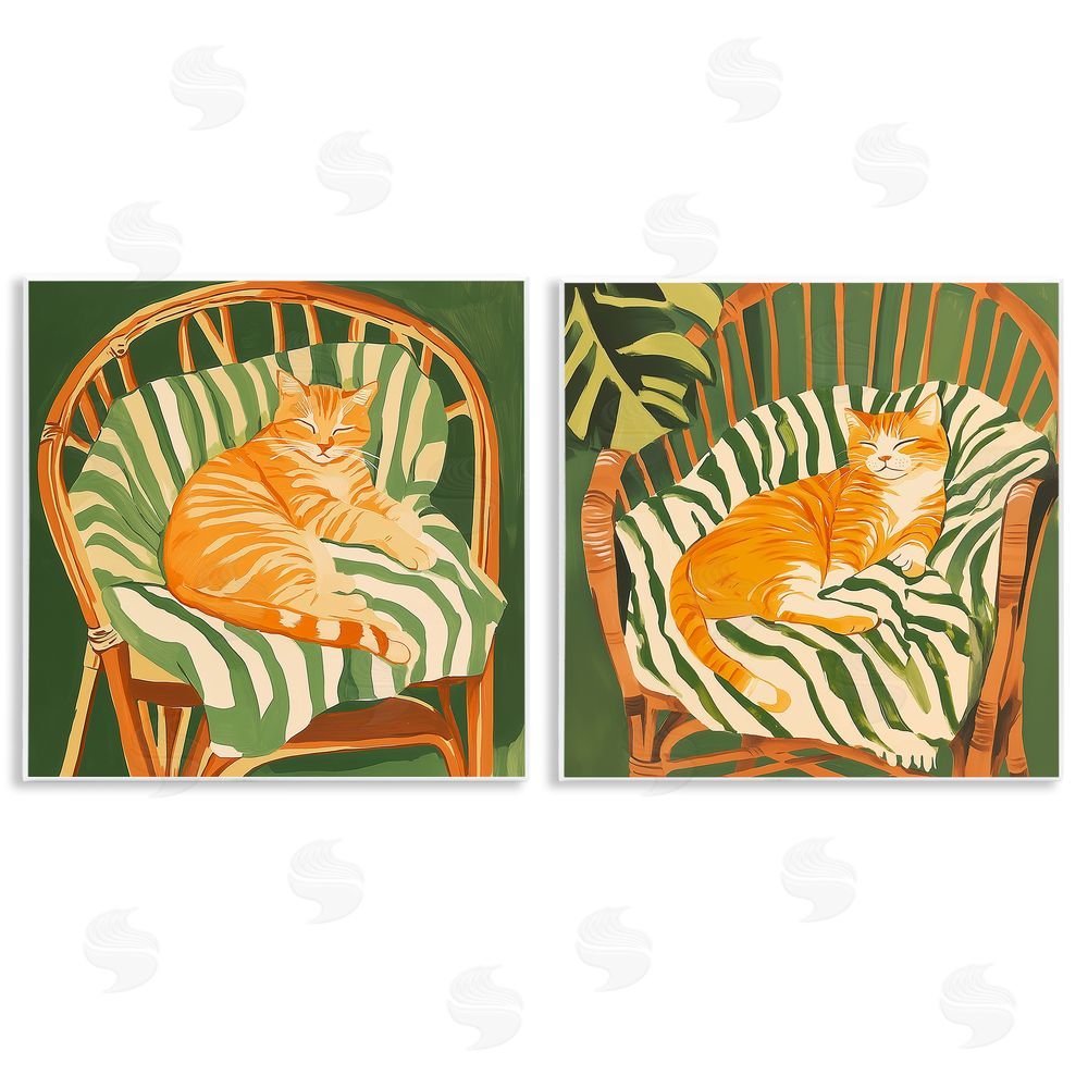 Walker Noble Cozy Cats in Rattan Chairs Wall Plaque Art Print