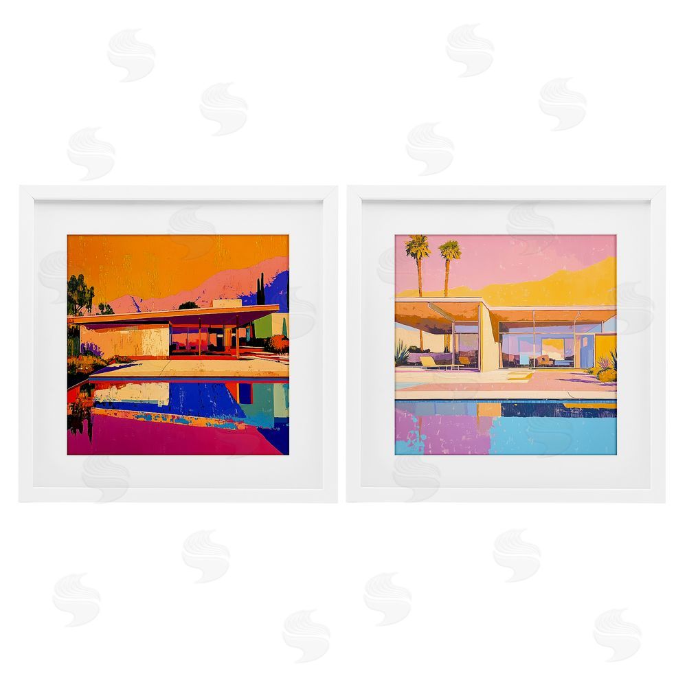 Walker Noble Case Study Villa White Framed Print Under Glass Wall Art